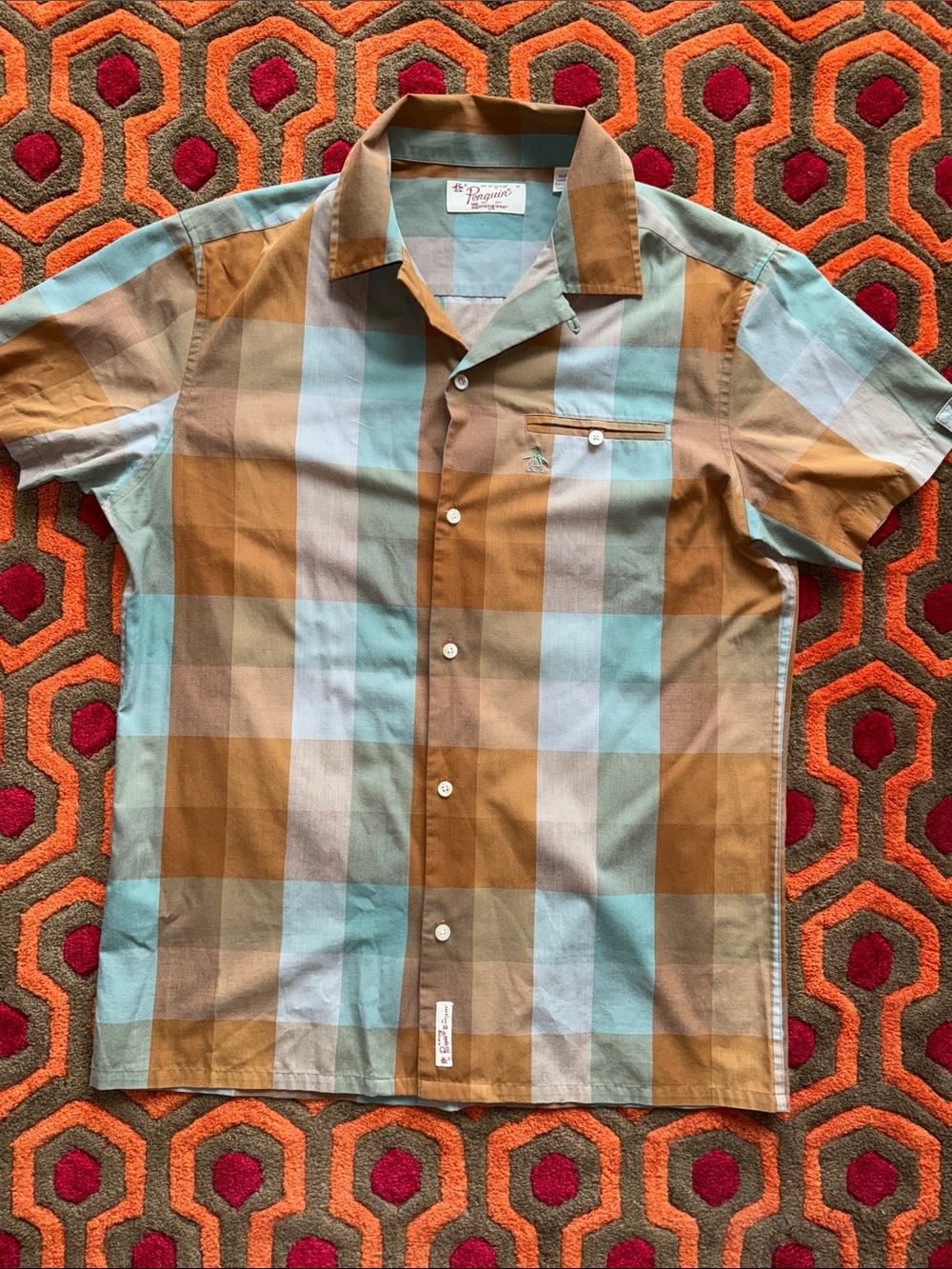 MAKE OFFER! Original Penguin Men's Button-Down Shirt - Brown Blue Plaid Men's M